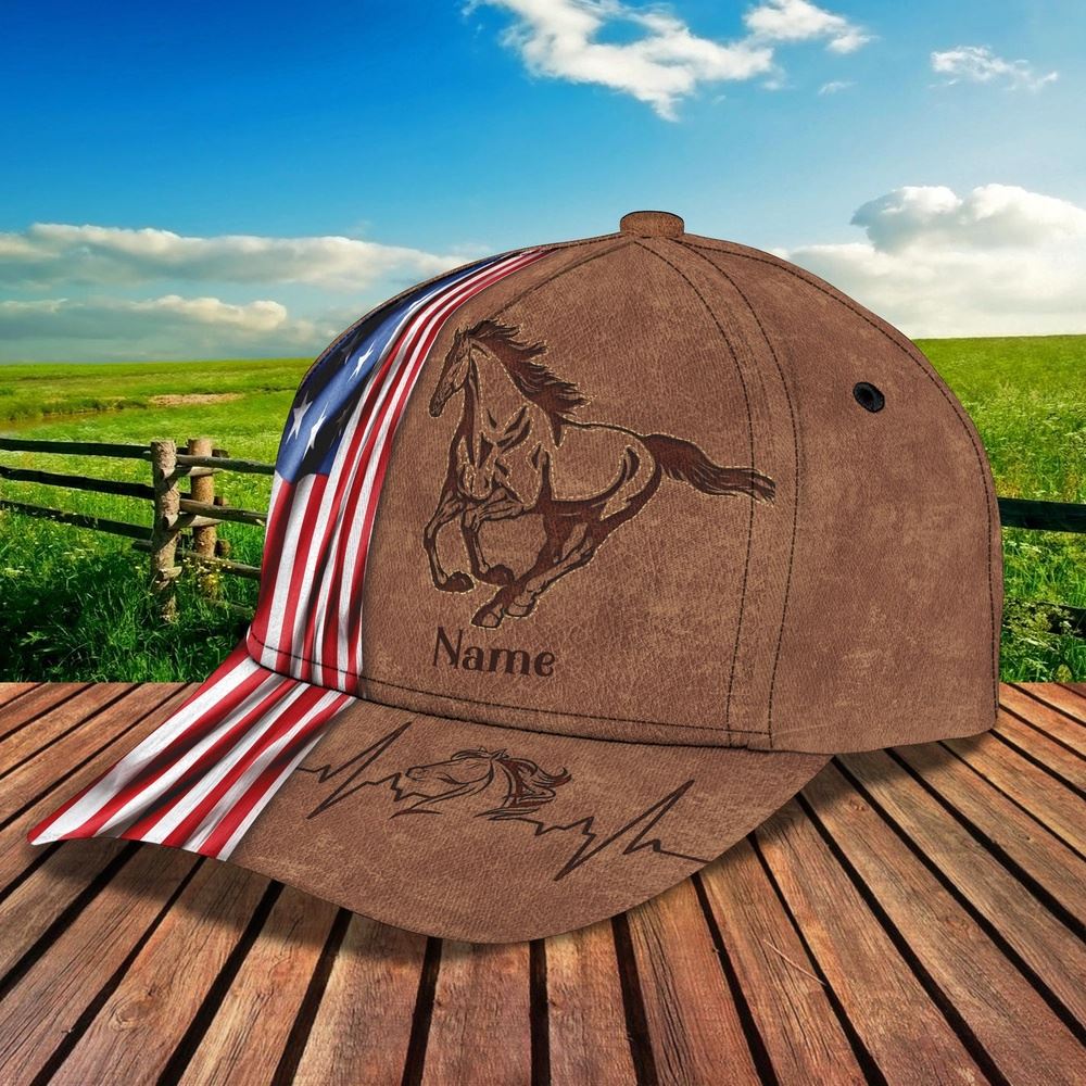 Adeenyc Horse Patriot Customized Name Cap, Farm Cap, Farmer Baseball Cap, Cow Cap, Cow Gift, Farm Animal Hat Trucker Hats Custom Hats Gifts For Men & Women
