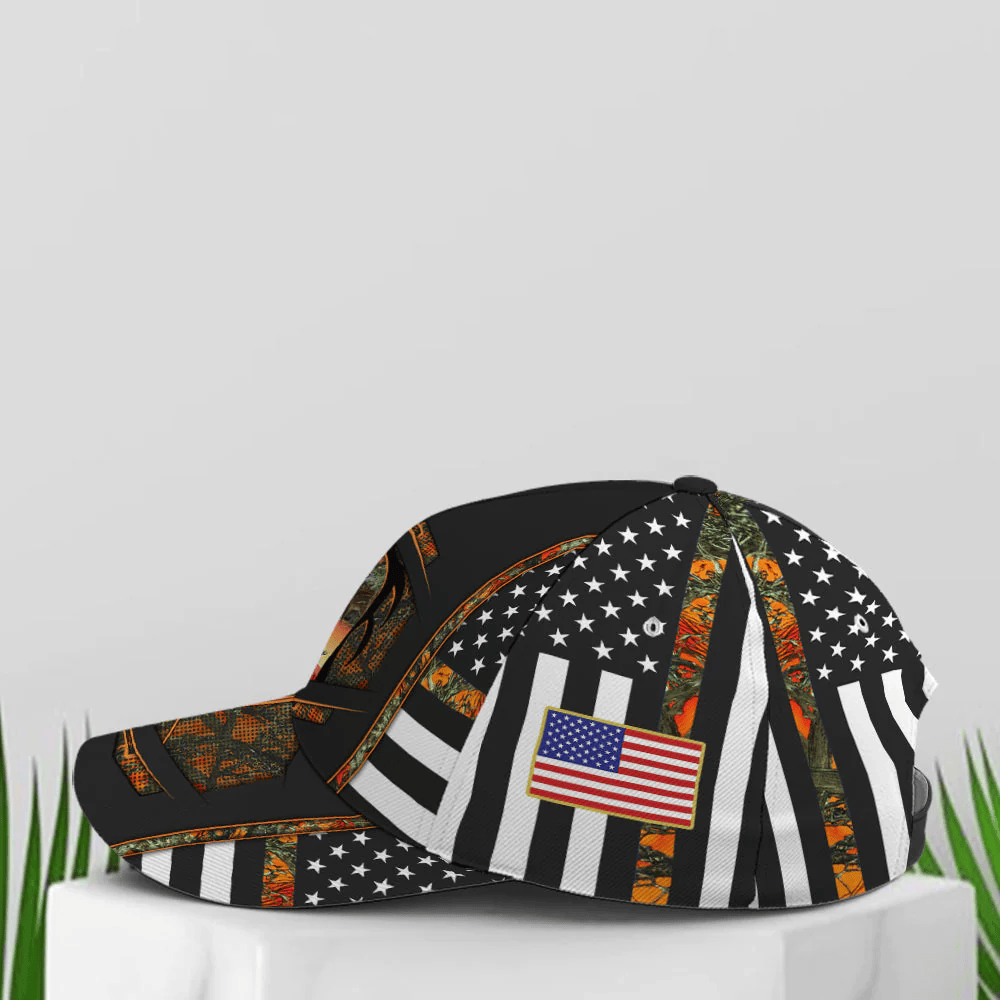 Adeenyc Hunting Orange Camouflage US Flag Baseball Cap Trucker Hats Custom Hats Gifts For Men & Women