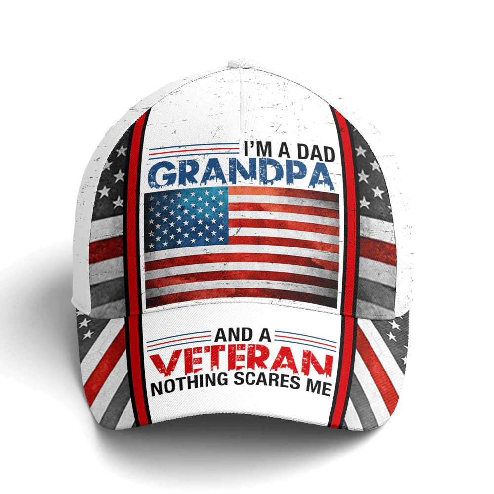Adeenyc I Am A Dad Grandpa Veteran US Flag Baseball Cap Trucker Hats Custom Hats Gifts For Men & Women