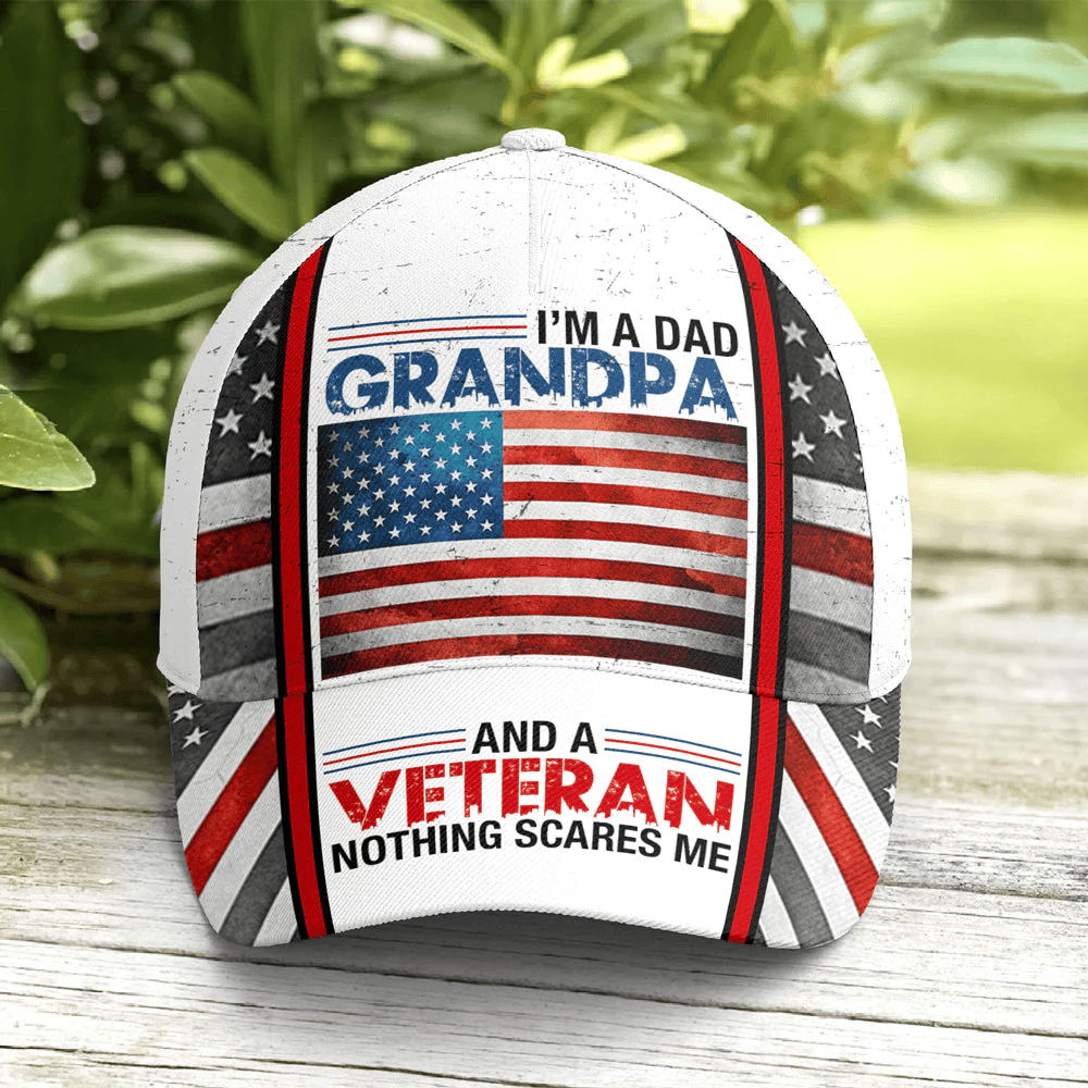 Adeenyc I Am A Dad Grandpa Veteran US Flag Baseball Cap Trucker Hats Custom Hats Gifts For Men & Women