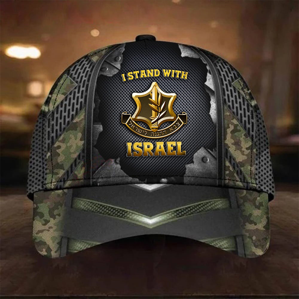 Adeenyc I Stand With Israel Hat Camo Israeli Army Hat IDF Merch Gifts For Israel Supporters Trucker Hats Custom Hats Gifts For Men & Women