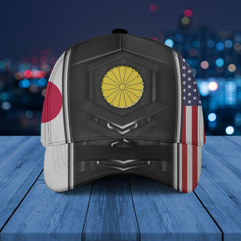 Adeenyc - Japan Coat Of Arms & American Flag Classic Cap Baseball Hat Trucker Hats Custom Hats Gifts For Men & Women