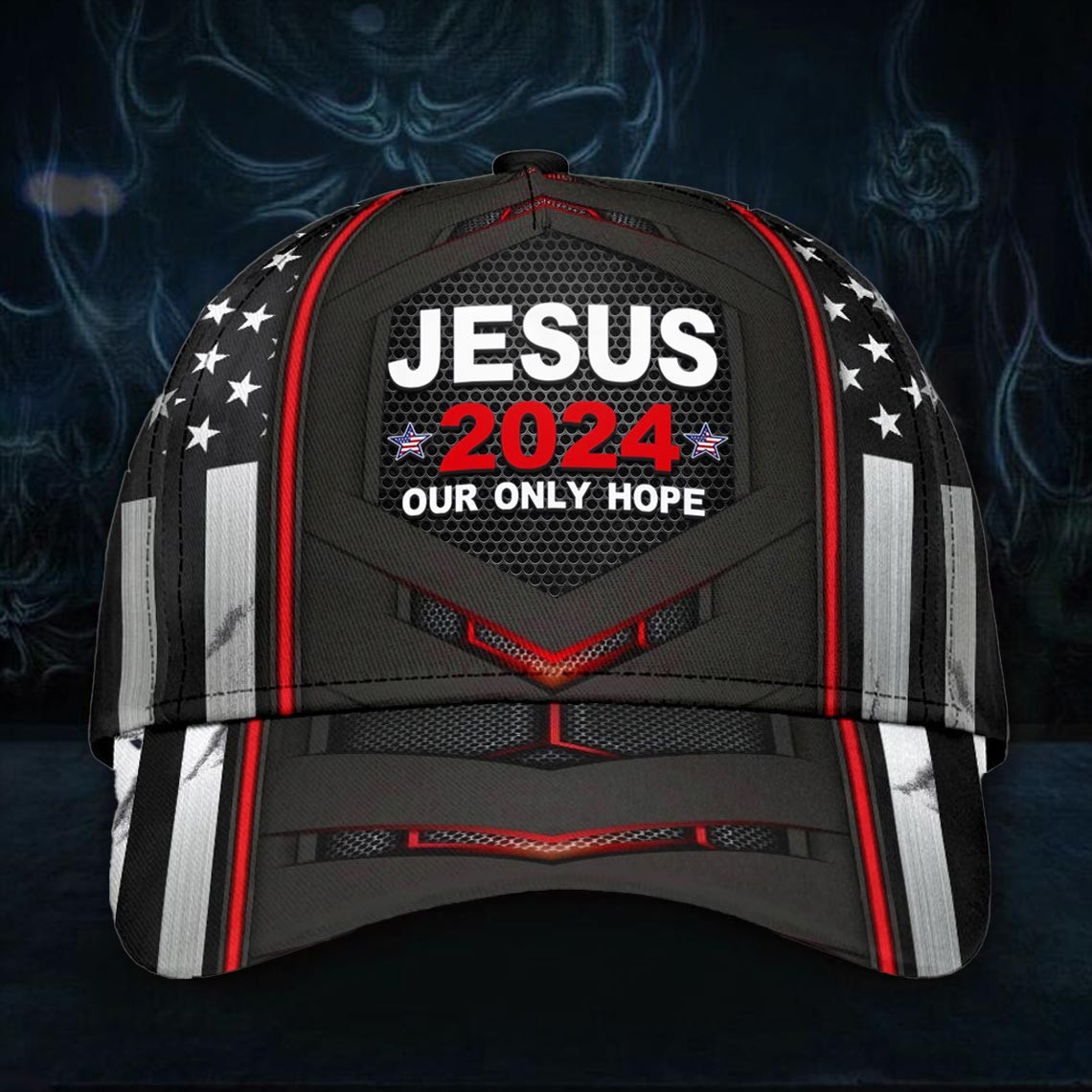 Adeenyc Jesus 2024 Our Only Hope Hat USA American Flag Christian Hat Gifts For Patriots Trucker Hats Custom Hats Gifts For Men & Women