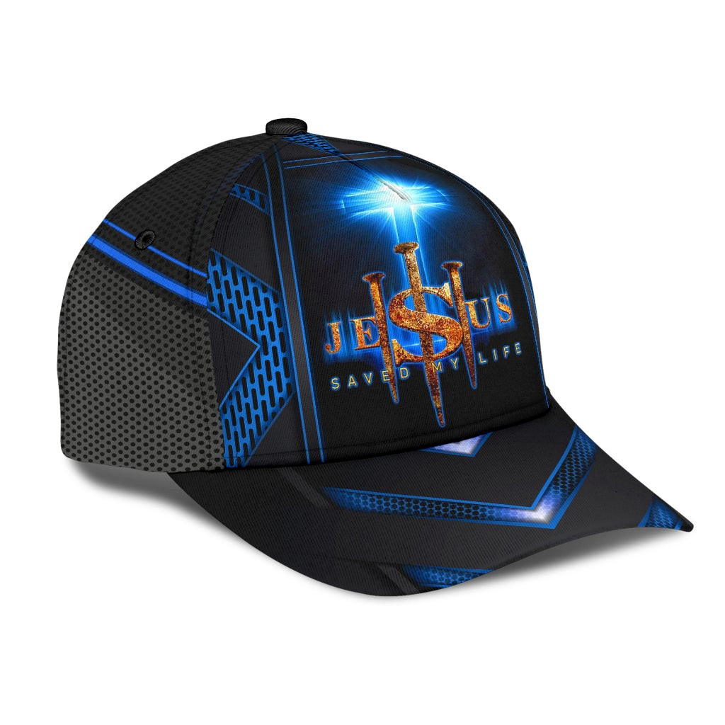 Adeenyc - Jesus Cross Blue Saved My Life Classic Cap Baseball Hat Trucker Hats Custom Hats Gifts For Men & Women