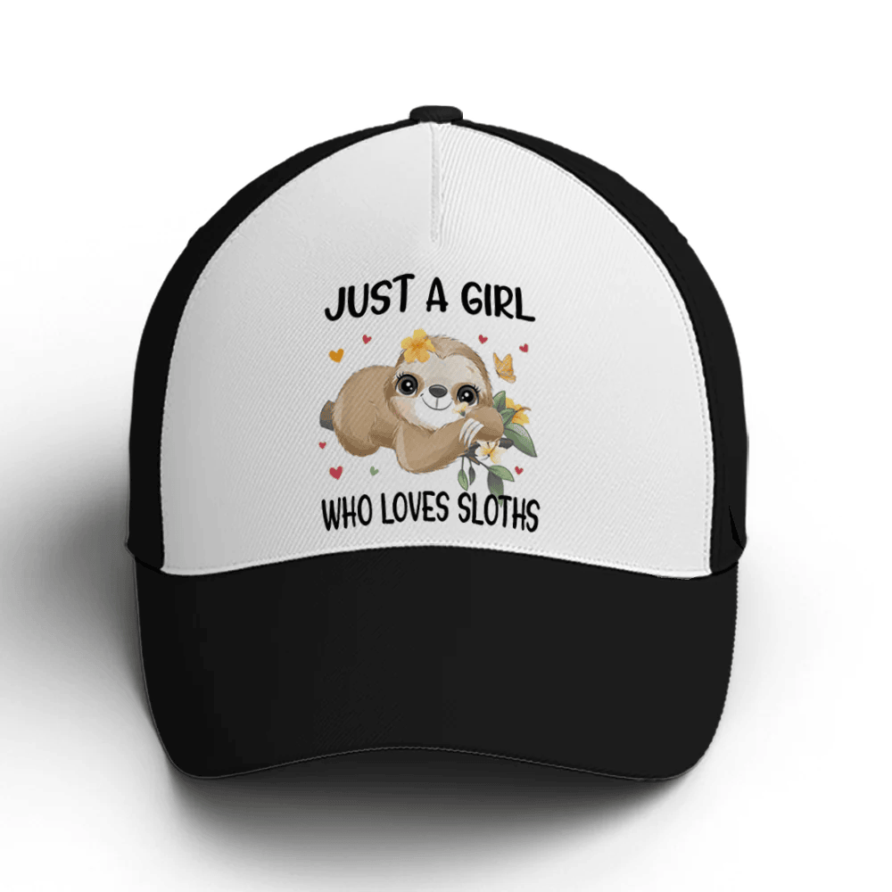 Adeenyc Just A Girl Loves Sloths Floral Baseball Cap Trucker Hats Custom Hats Gifts For Men & Women