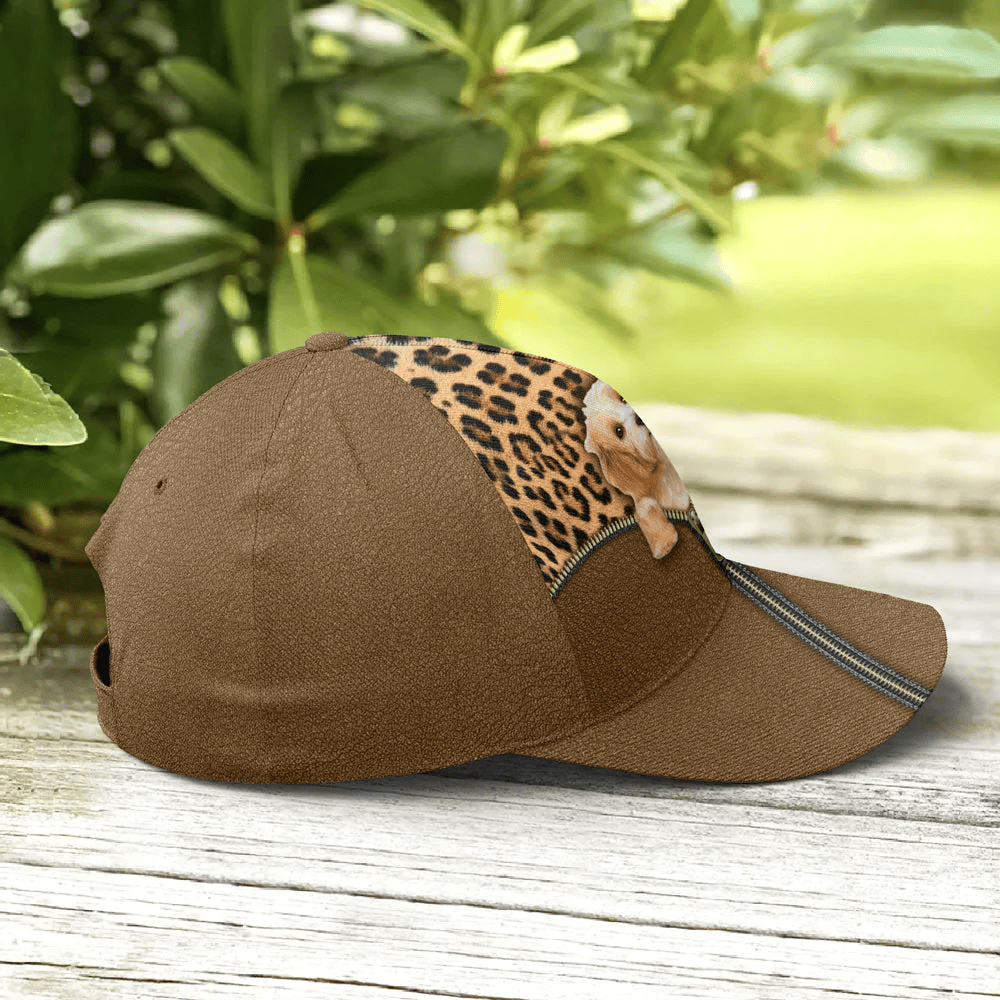 Adeenyc Kawaii Dog Inside Leopard Leather Style Baseball Cap Trucker Hats Custom Hats Gifts For Men & Women