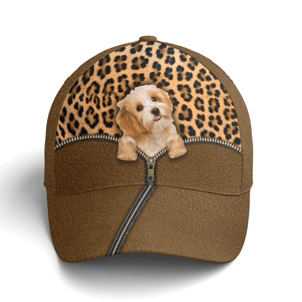 Adeenyc Kawaii Dog Inside Leopard Leather Style Baseball Cap Trucker Hats Custom Hats Gifts For Men & Women