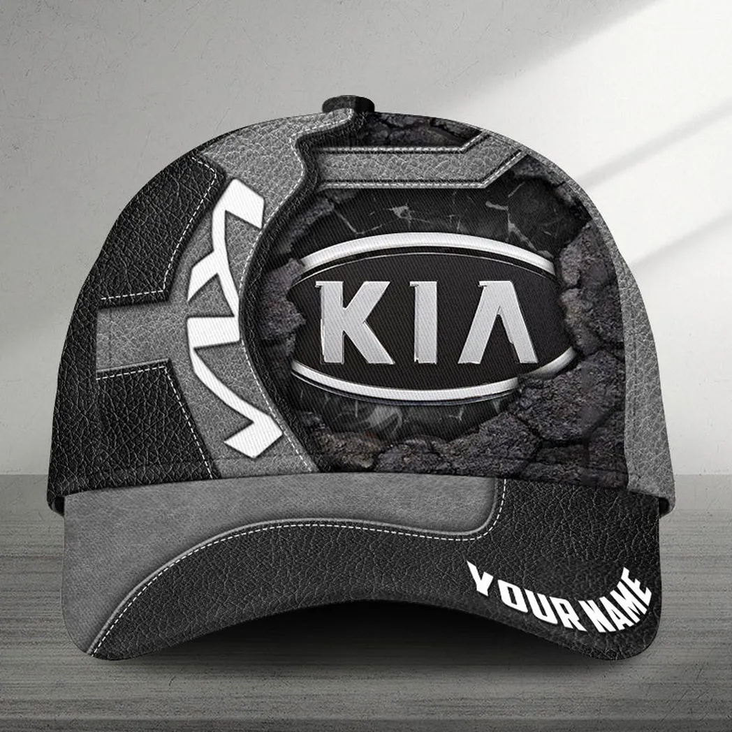 Adeenyc Kia Black Cap, Customized Name Hat 3d Baseball Cap Classic Hat 