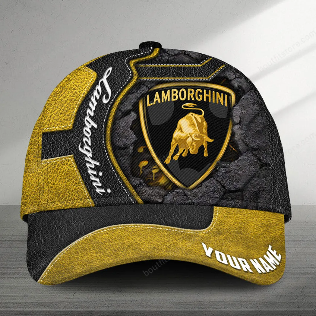 Adeenyc Lamborghini Cap for Car Lovers, Customized Name Hat 3d Baseball Cap Classic Hat 