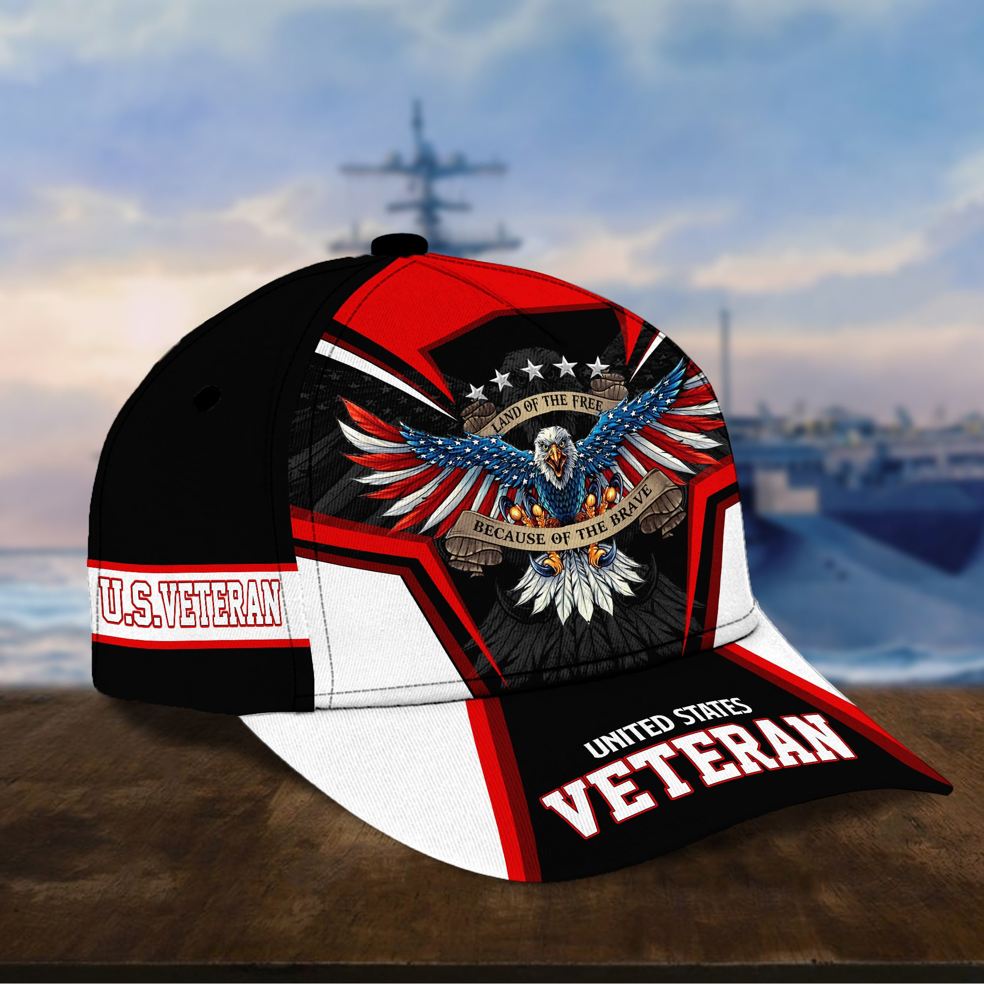 Adeenyc Land Of The Free U.S. Veteran 3D Cap Trucker Hats Custom Hats Gifts For Men & Women