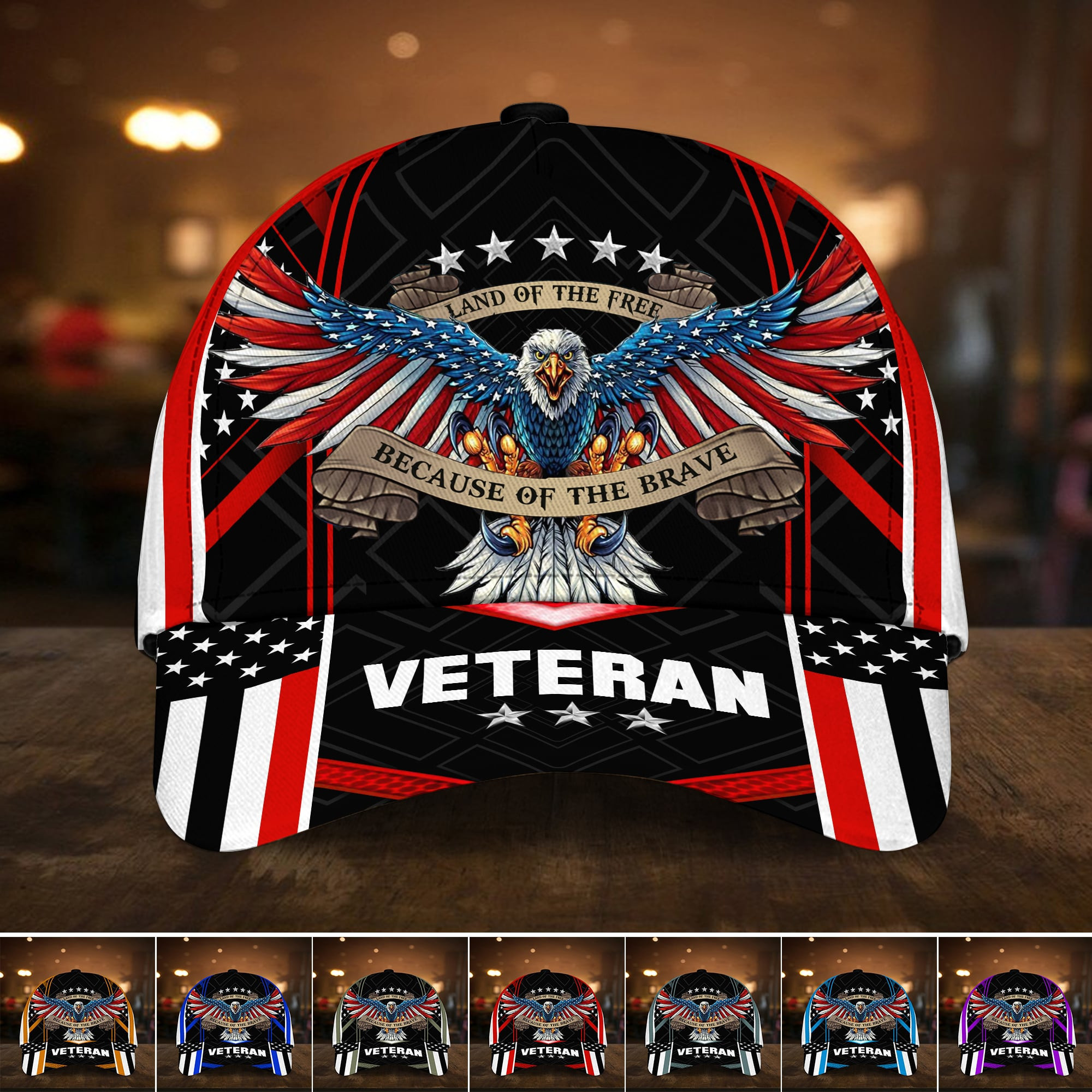 Adeenyc Land Of The Free U.S. Veteran 3D Cap  All Over Print Trucker Hats Custom Hats Gifts For Men & Women