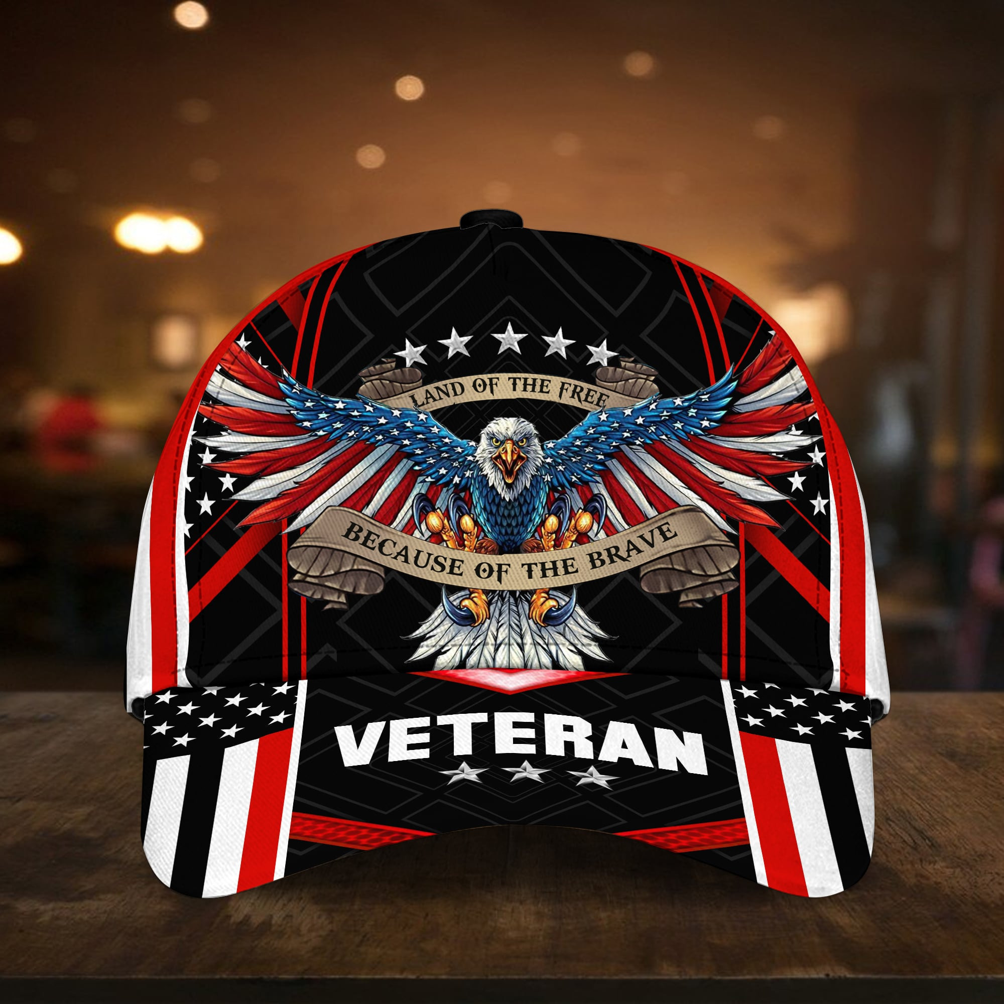 Adeenyc Land Of The Free U.S. Veteran 3D Cap  All Over Print Trucker Hats Custom Hats Gifts For Men & Women