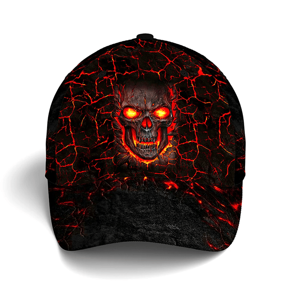 Adeenyc Lava Skull Cool Baseball Cap All Over Print Trucker Hats Custom Hats Gifts For Men & Women