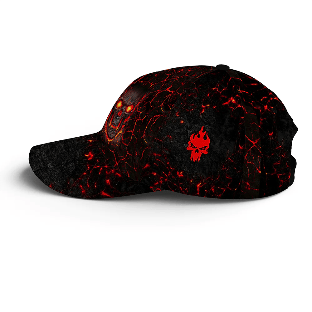 Adeenyc Lava Skull Cool Baseball Cap All Over Print Trucker Hats Custom Hats Gifts For Men & Women