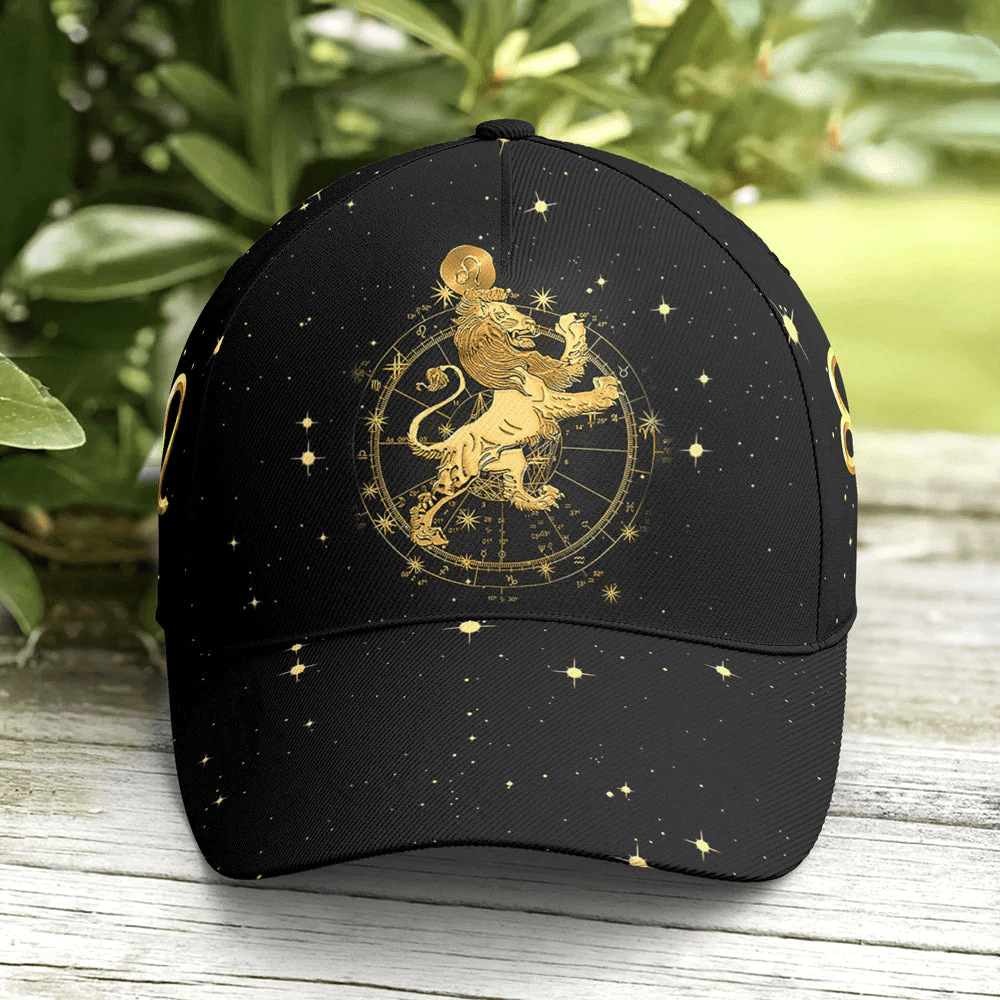 Adeenyc Leo Zodiac Golden Baseball Cap All Over Print Trucker Hats Custom Hats Gifts For Men & Women