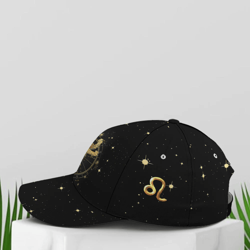 Adeenyc Leo Zodiac Golden Baseball Cap All Over Print Trucker Hats Custom Hats Gifts For Men & Women