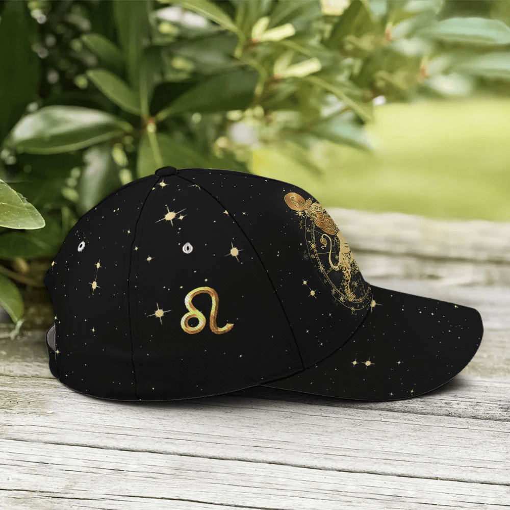 Adeenyc Leo Zodiac Golden Baseball Cap All Over Print Trucker Hats Custom Hats Gifts For Men & Women