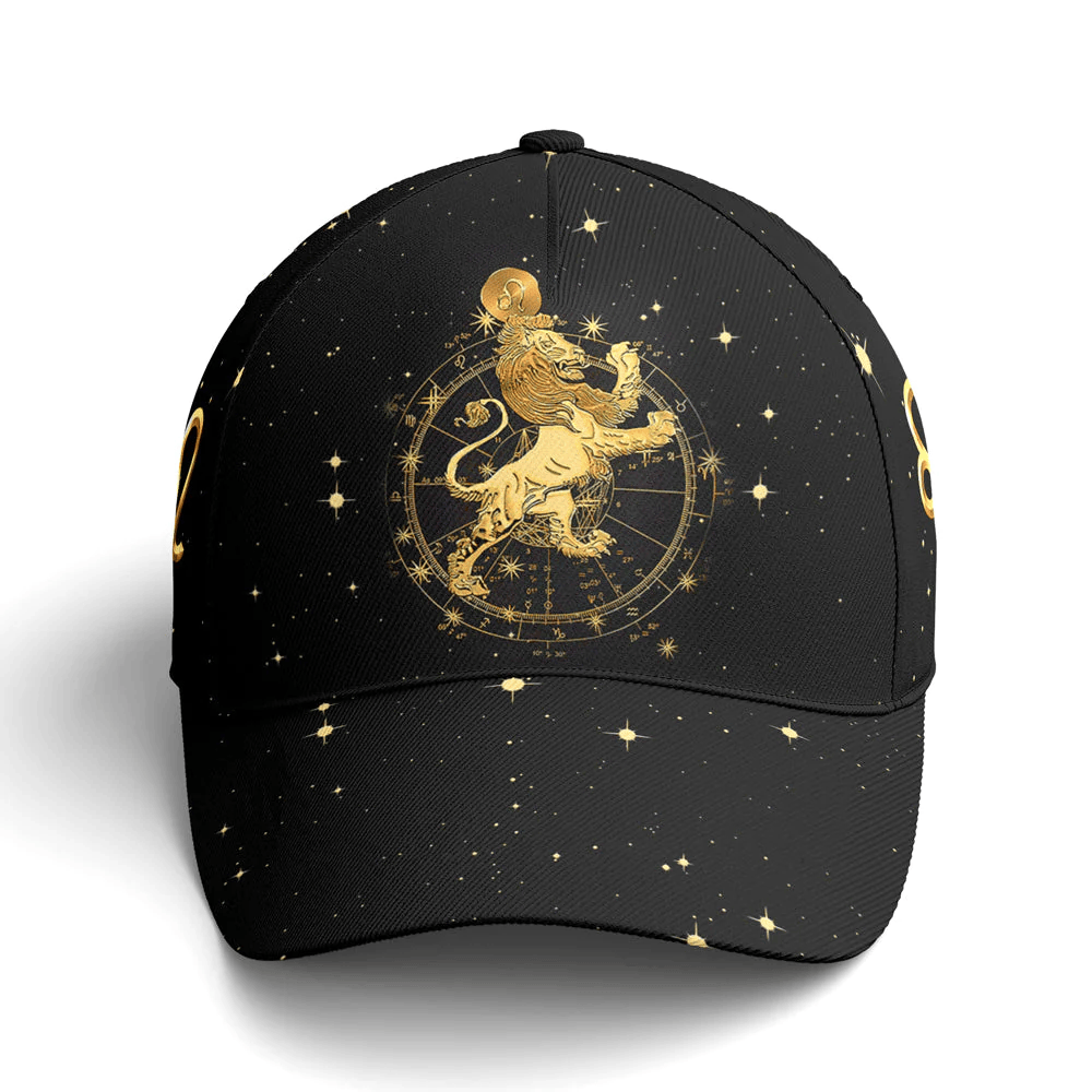 Adeenyc Leo Zodiac Golden Baseball Cap All Over Print Trucker Hats Custom Hats Gifts For Men & Women