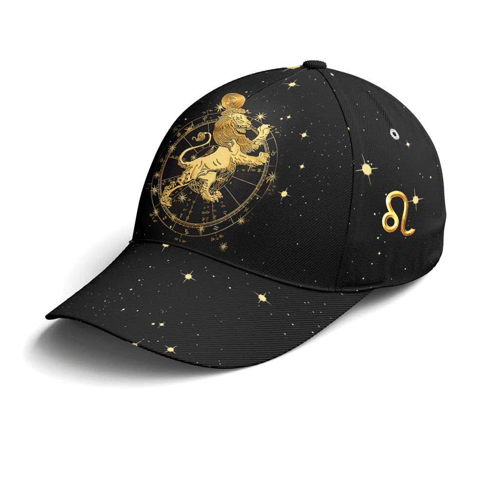 Adeenyc Leo Zodiac Golden Baseball Cap All Over Print Trucker Hats Custom Hats Gifts For Men & Women