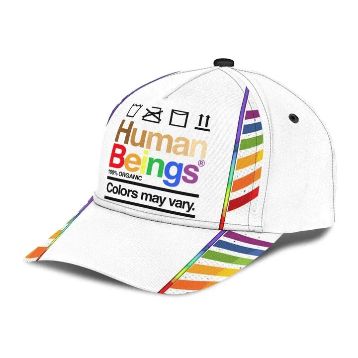 Adeenyc Lesbian Cap, Rainbow Human Beings White Background Lgbt Printing Baseball Cap Hat Trucker Hats Custom Hats Gifts For Men & Women