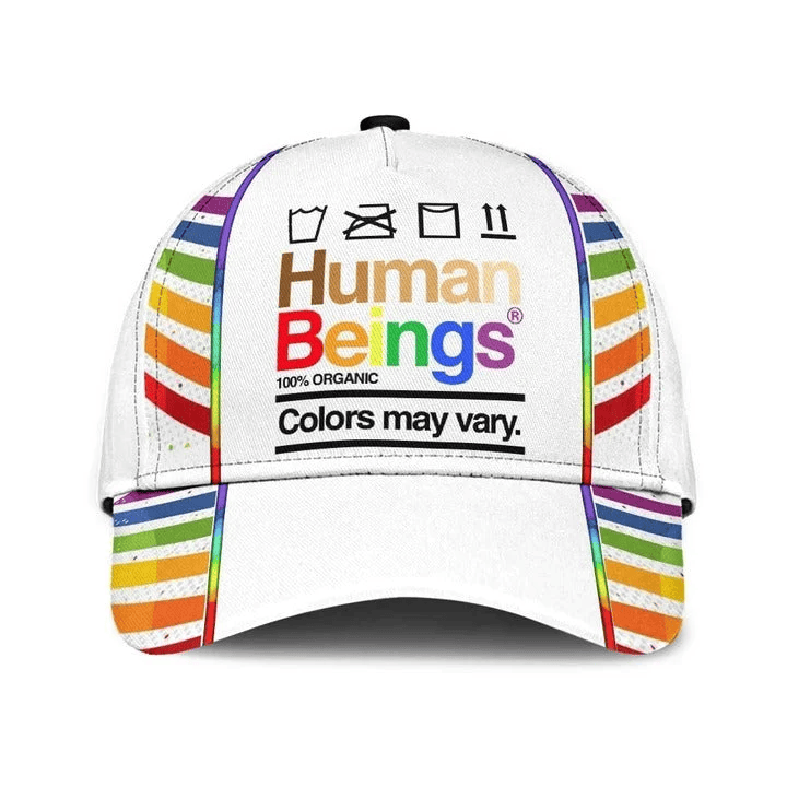 Adeenyc Lesbian Cap, Rainbow Human Beings White Background Lgbt Printing Baseball Cap Hat Trucker Hats Custom Hats Gifts For Men & Women