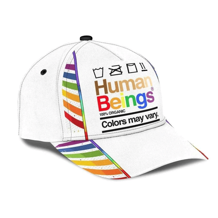 Adeenyc Lesbian Cap, Rainbow Human Beings White Background Lgbt Printing Baseball Cap Hat Trucker Hats Custom Hats Gifts For Men & Women