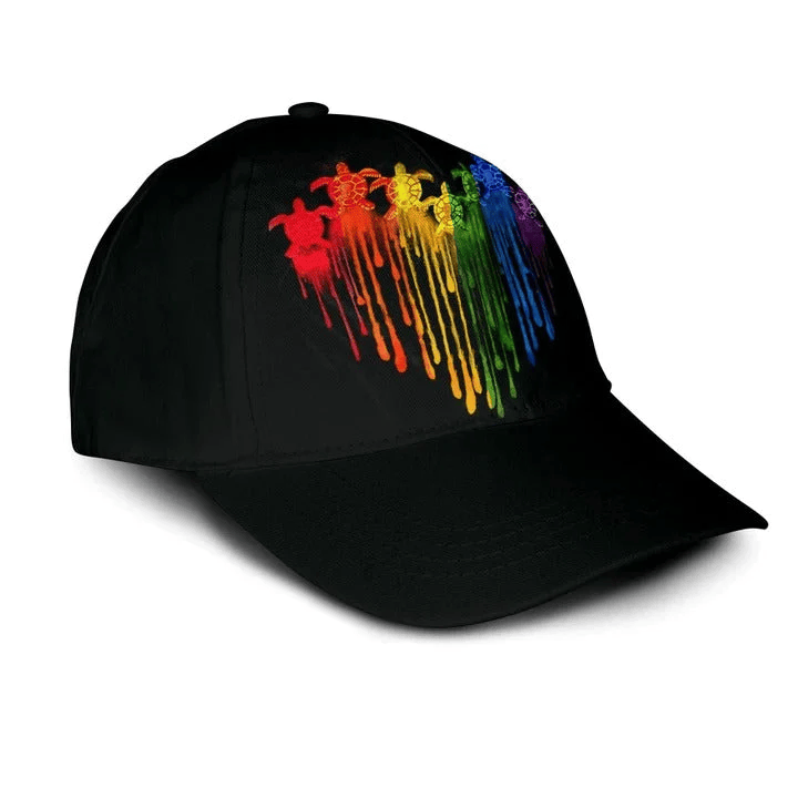 Adeenyc Lgbt 3D Baseball Cap For Pride Month, Turtle And Proud Rainbow Colors Classic Cap Hat Trucker Hats Custom Hats Gifts For Men & Women