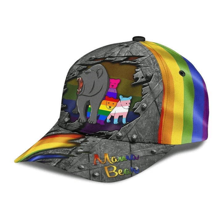 Adeenyc LGBT Baseball Cap All Over Printed, Colorful Mama Bear Pride Classic Cap Hat, Pride Month 2022 Gifts Trucker Hats Custom Hats Gifts For Men & Women