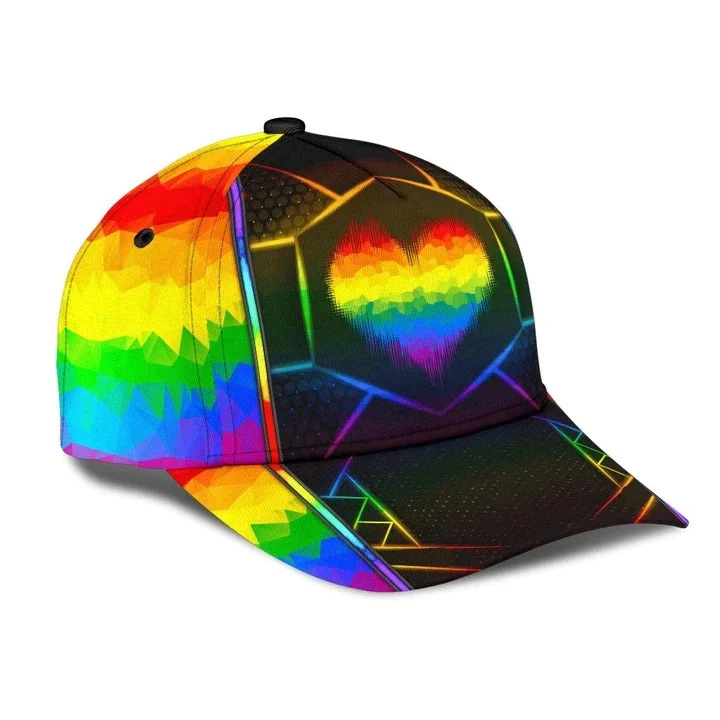 Adeenyc LGBT Cap, Beautiful Lgbt Rainbow Heart Polygon 3D Printing Baseball Cap Hat, Pride Accessories Trucker Hats Custom Hats Gifts For Men & Women