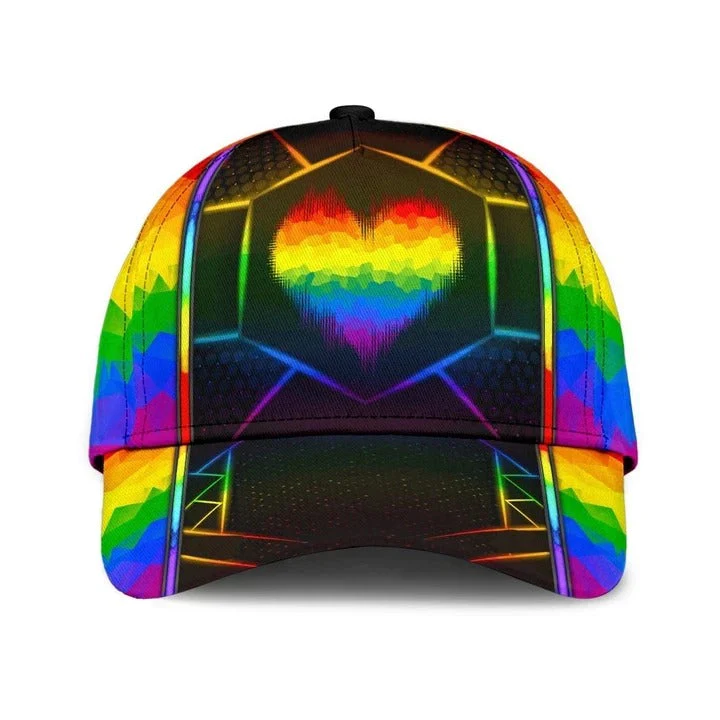 Adeenyc LGBT Cap, Beautiful Lgbt Rainbow Heart Polygon 3D Printing Baseball Cap Hat, Pride Accessories Trucker Hats Custom Hats Gifts For Men & Women