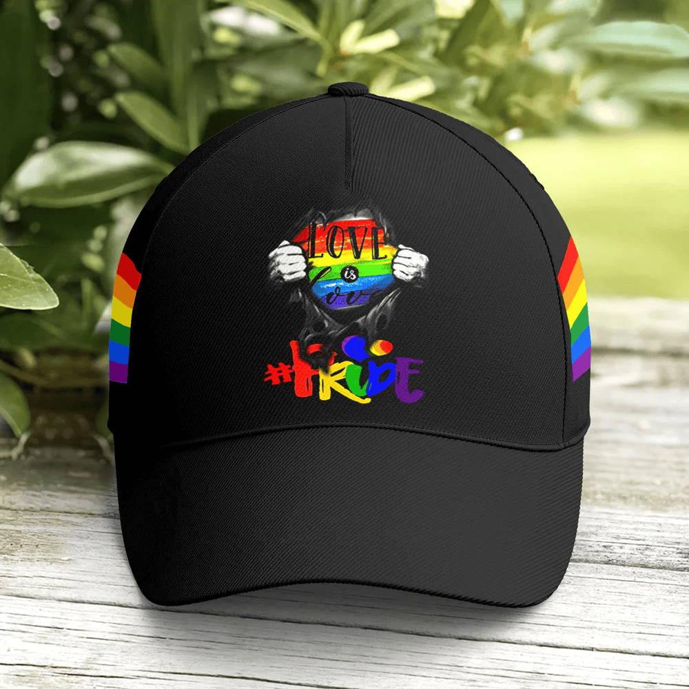 Adeenyc LGBT Love Is Love Hashtag Pride Black Baseball Cap Trucker Hats Custom Hats Gifts For Men & Women