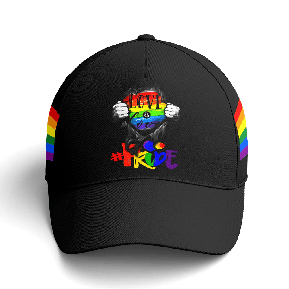 Adeenyc LGBT Love Is Love Hashtag Pride Black Baseball Cap Trucker Hats Custom Hats Gifts For Men & Women