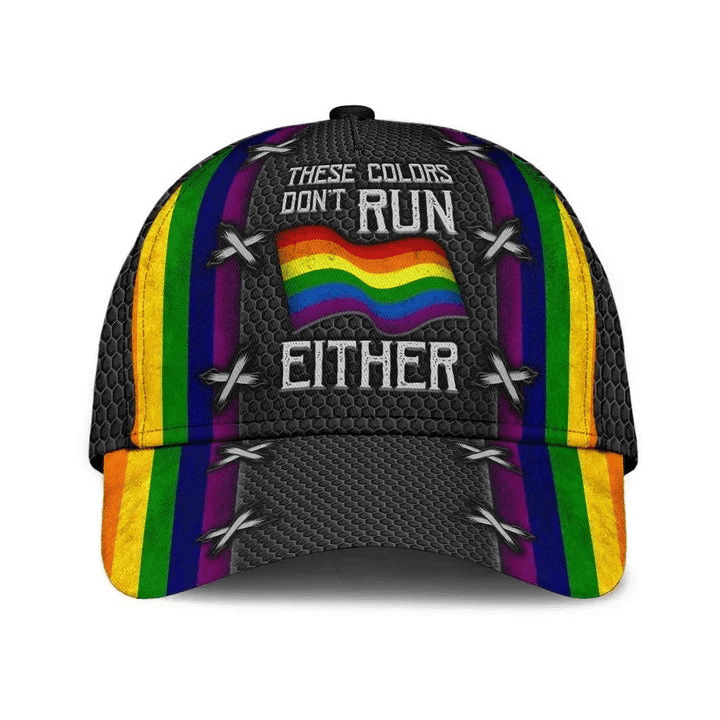 Adeenyc LGBT Pride Cap, These Colors Don't Run Either LGBT Printing Baseball Cap Hat, Pride Accessories Trucker Hats Custom Hats Gifts For Men & Women