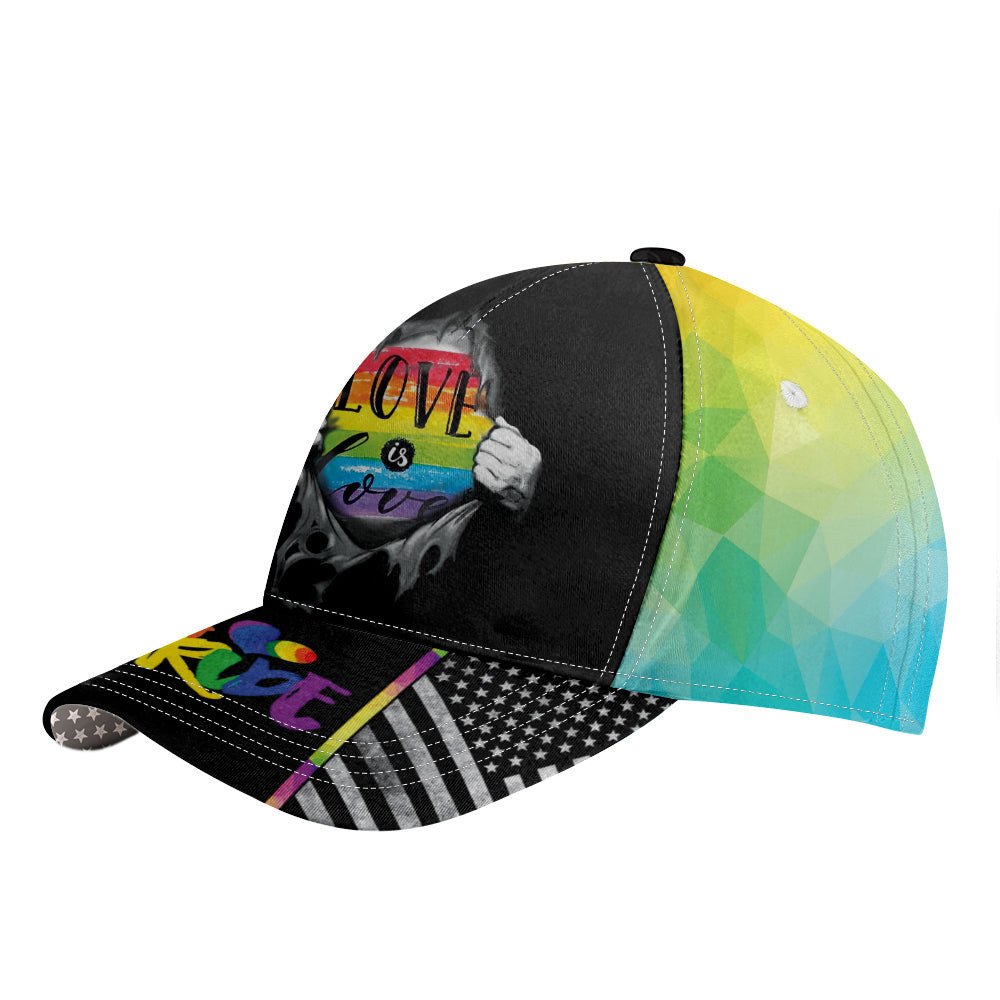 Adeenyc - LGBT Pride Love Is Love Classic Cap Baseball Hat, Colorful Support Baseball Cap For LBGT Couples, Best LBGT Hat Design Trucker Hats Custom Hats Gifts For Men & Women