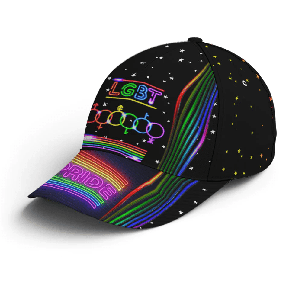 Adeenyc LGBT Pride Neon Style Baseball Cap All Over Print Trucker Hats Custom Hats Gifts For Men & Women