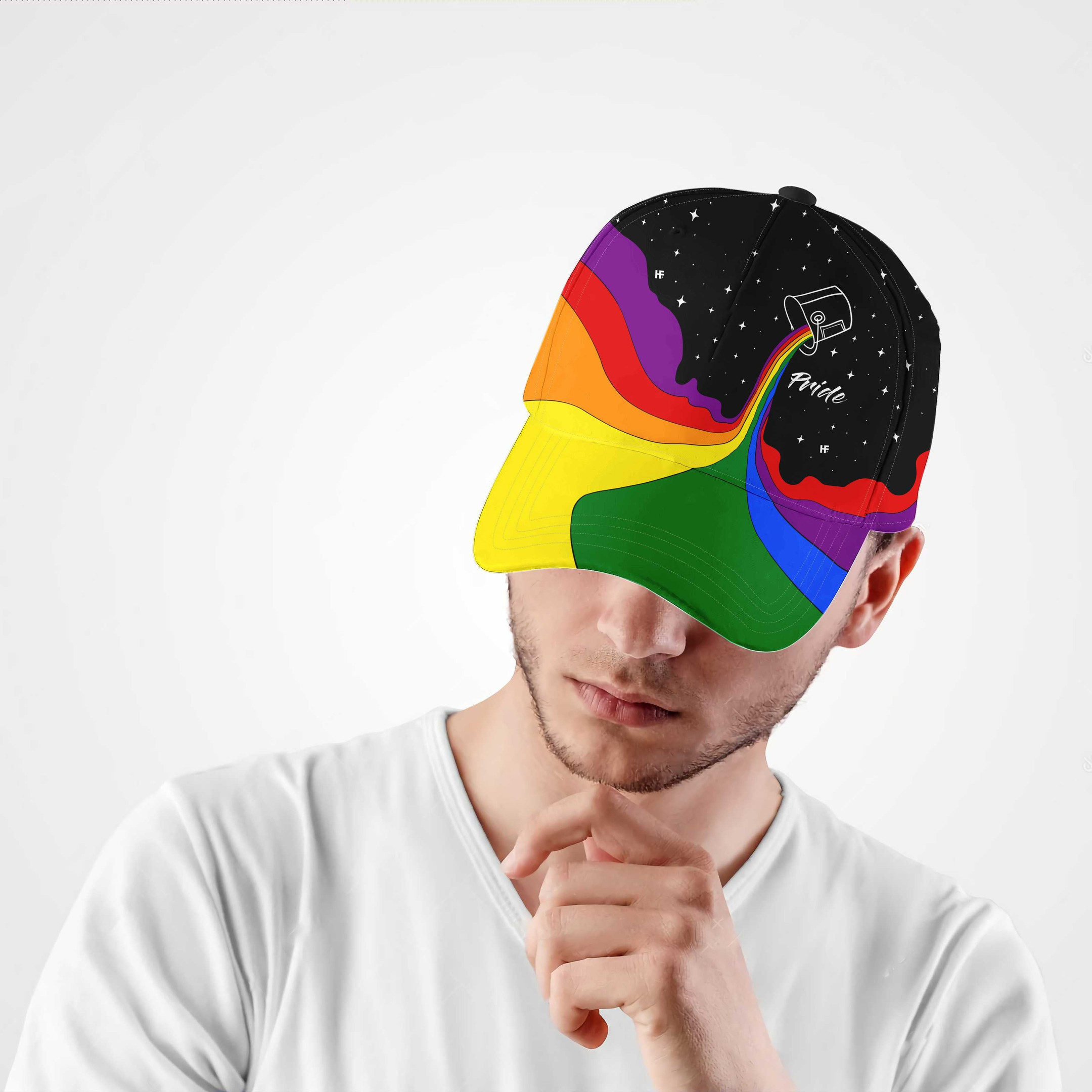 Adeenyc - LGBT Pride Rainbow Classic Cap Baseball Hat, Rainbow Pattern LBGT Baseball Cap, LBGT Support Hat Design Trucker Hats Custom Hats Gifts For Men & Women
