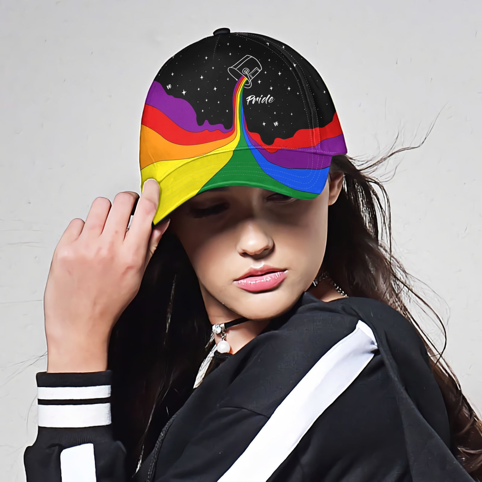 Adeenyc - LGBT Pride Rainbow Classic Cap Baseball Hat, Rainbow Pattern LBGT Baseball Cap, LBGT Support Hat Design Trucker Hats Custom Hats Gifts For Men & Women