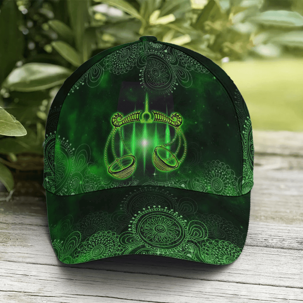 Adeenyc Libra Green Galaxy Pattern Baseball Cap All Over Print Trucker Hats Custom Hats Gifts For Men & Women