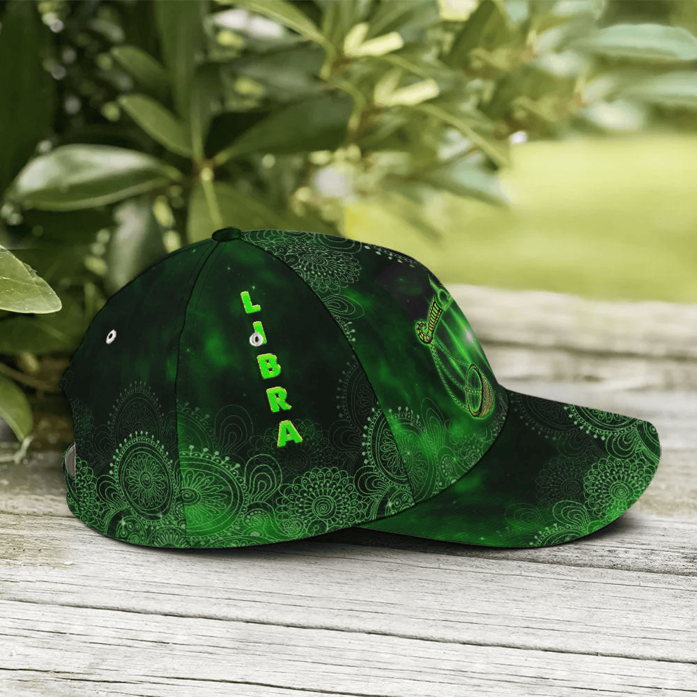 Adeenyc Libra Green Galaxy Pattern Baseball Cap All Over Print Trucker Hats Custom Hats Gifts For Men & Women