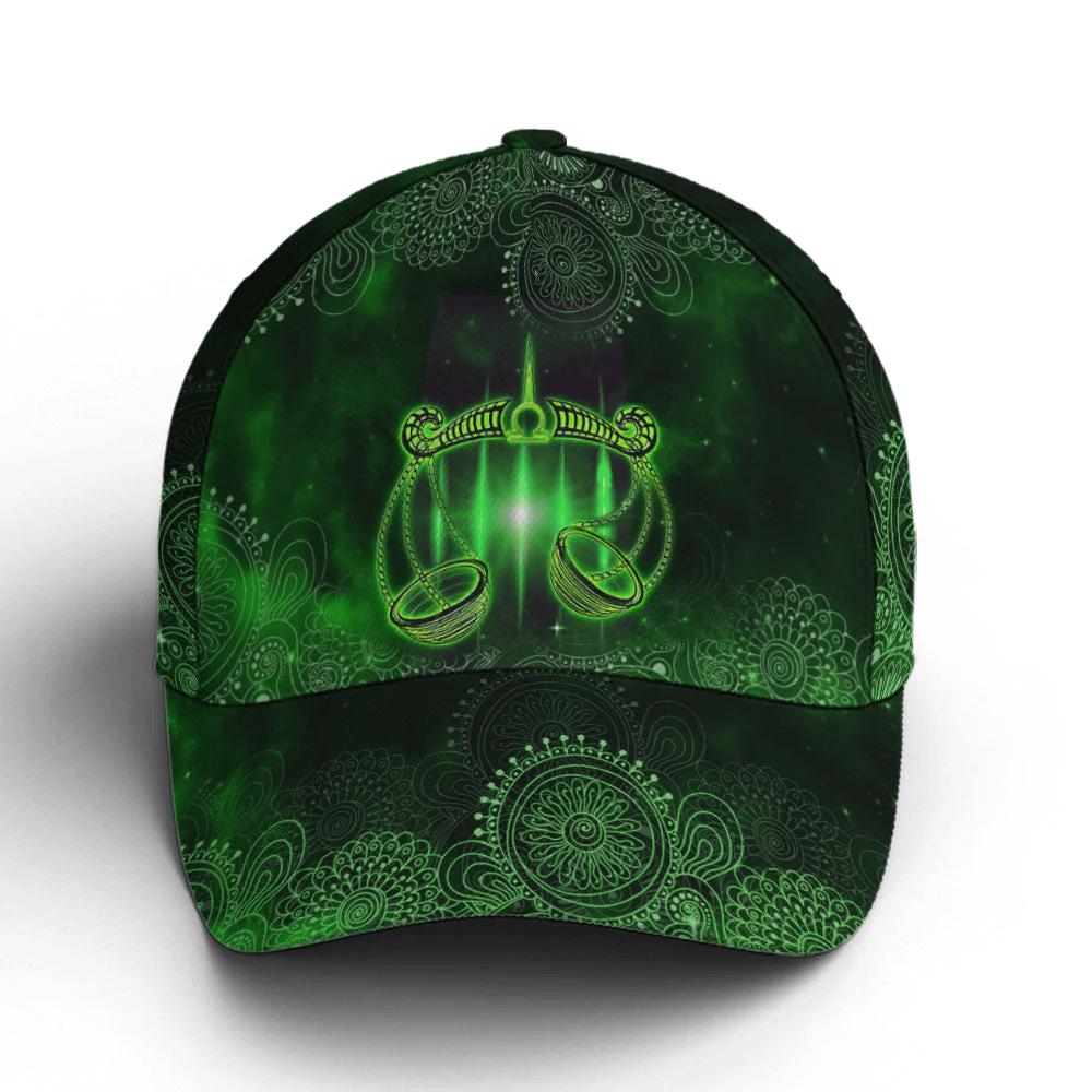 Adeenyc Libra Green Galaxy Pattern Baseball Cap All Over Print Trucker Hats Custom Hats Gifts For Men & Women