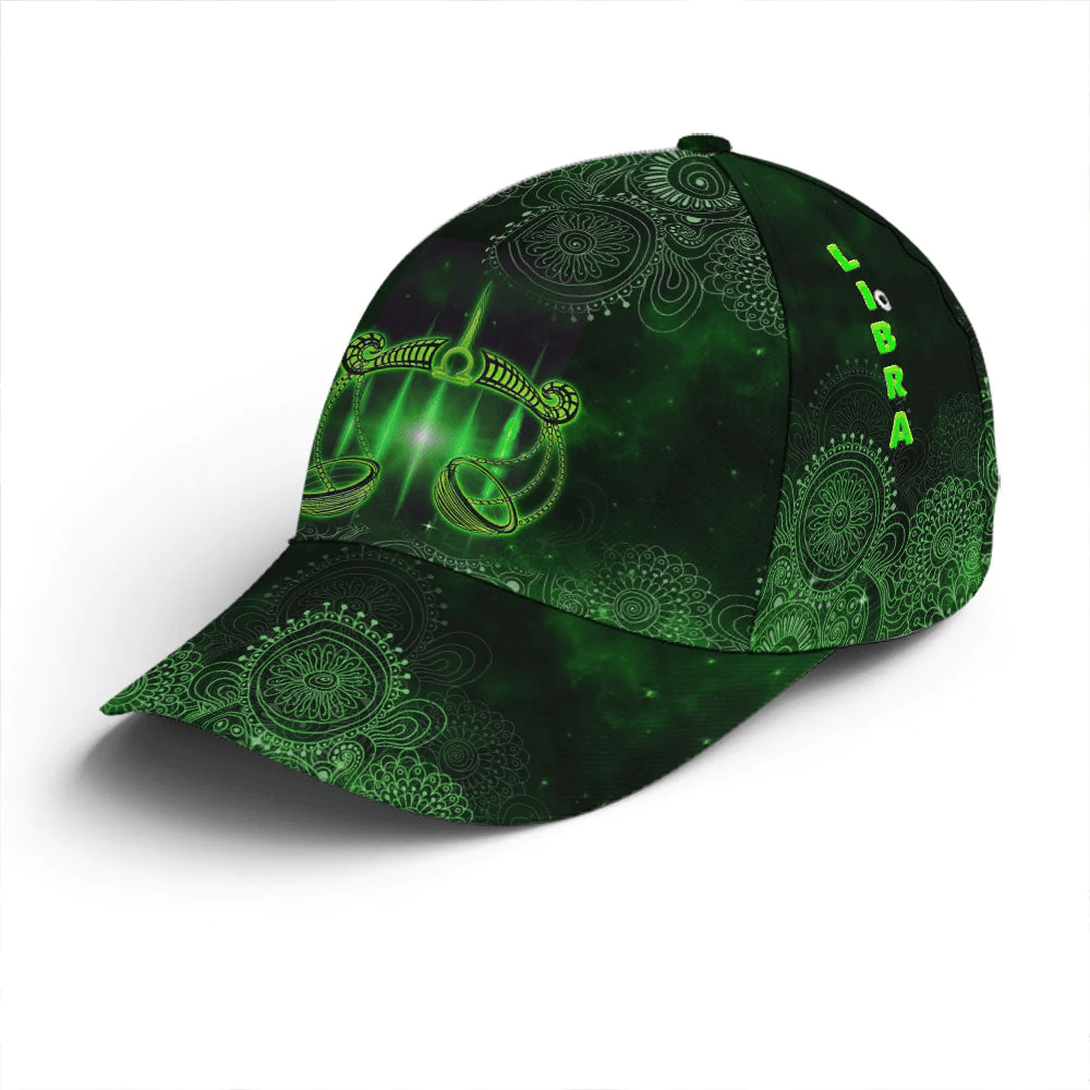 Adeenyc Libra Green Galaxy Pattern Baseball Cap All Over Print Trucker Hats Custom Hats Gifts For Men & Women