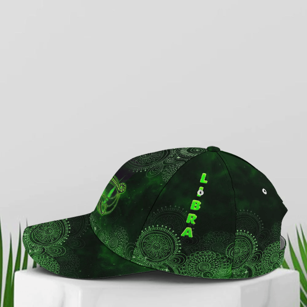 Adeenyc Libra Green Galaxy Pattern Baseball Cap All Over Print Trucker Hats Custom Hats Gifts For Men & Women