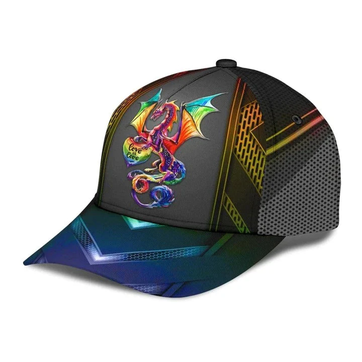 Adeenyc Love Is Love Baseball Pride Cap, Dragon Shine Your Color Lgbt Printing Baseball Cap Hat Trucker Hats Custom Hats Gifts For Men & Women