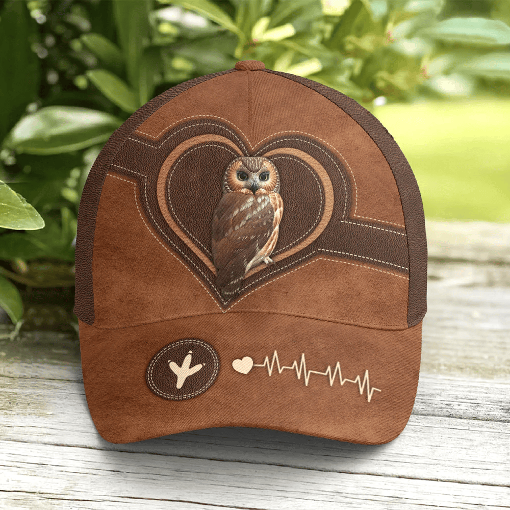 Adeenyc Love Owl Leather Style Baseball Cap All Over Print Trucker Hats Custom Hats Gifts For Men & Women