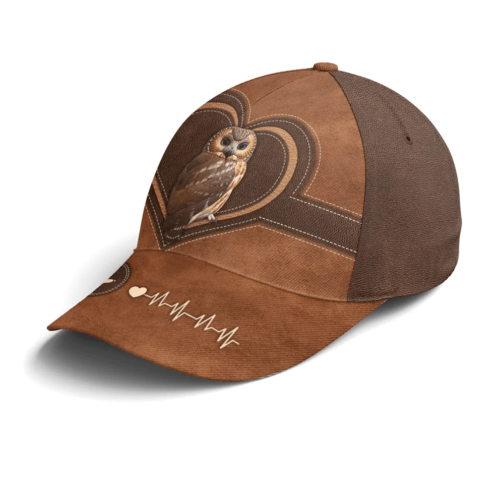 Adeenyc Love Owl Leather Style Baseball Cap All Over Print Trucker Hats Custom Hats Gifts For Men & Women