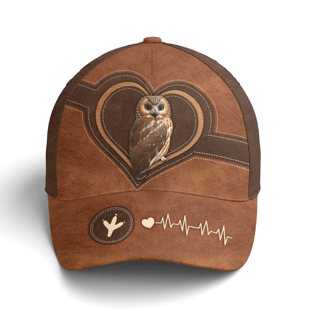 Adeenyc Love Owl Leather Style Baseball Cap All Over Print Trucker Hats Custom Hats Gifts For Men & Women