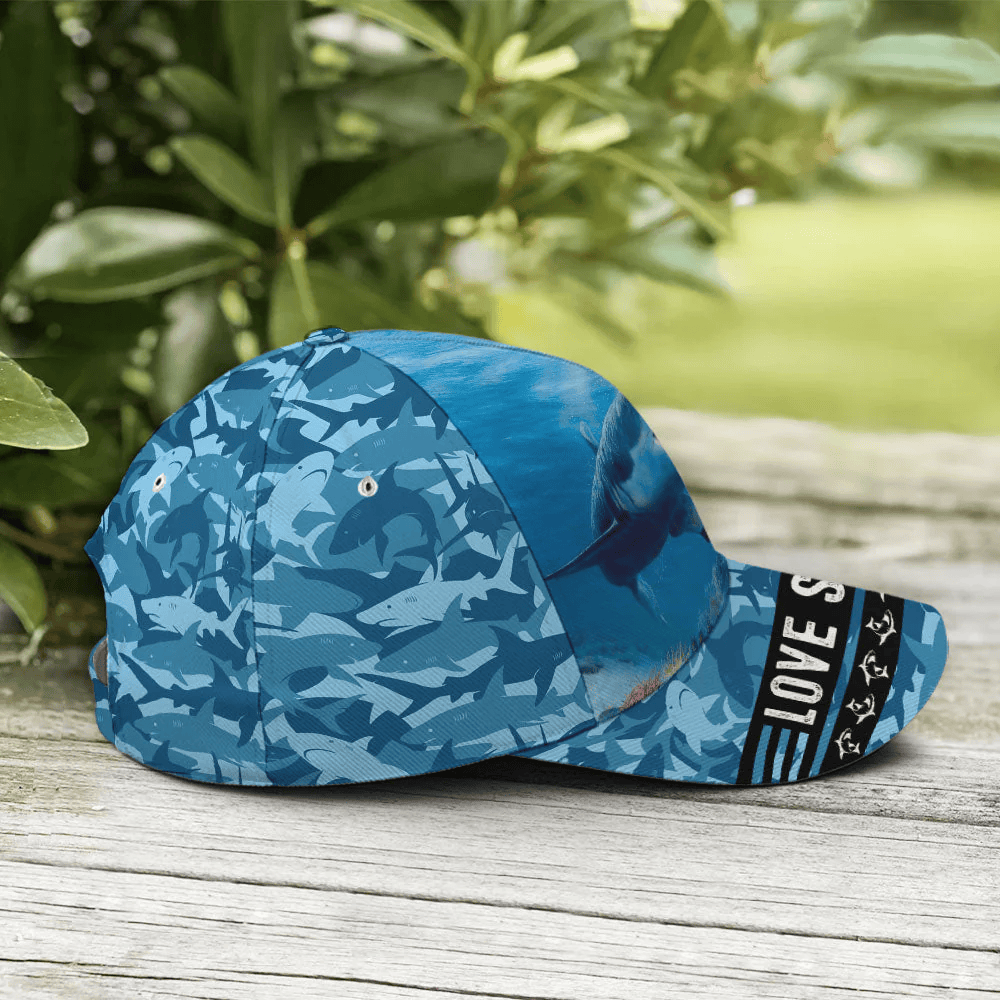 Adeenyc Love Shark Great White Shark Ocean Theme Baseball Cap Trucker Hats Custom Hats Gifts For Men & Women