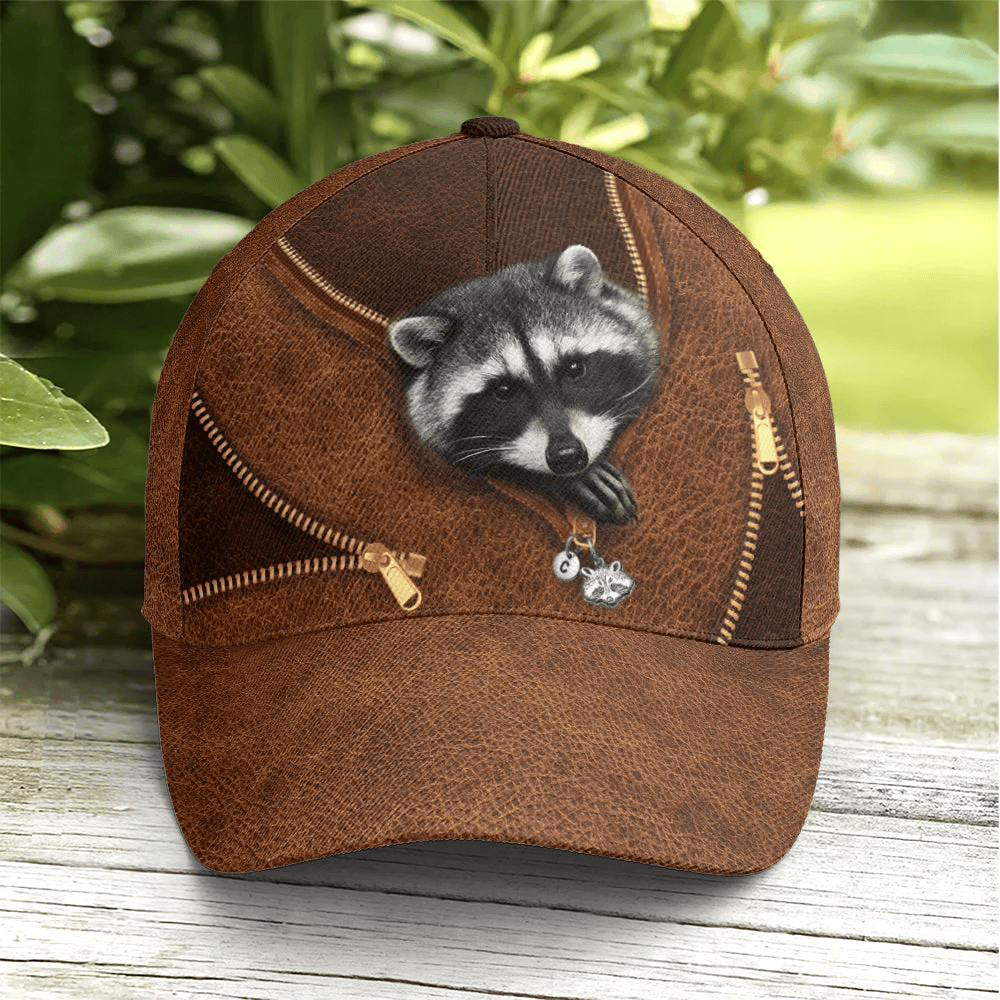 Adeenyc Lovely Funny Racoon Leather Style Baseball Cap Trucker Hats Custom Hats Gifts For Men & Women