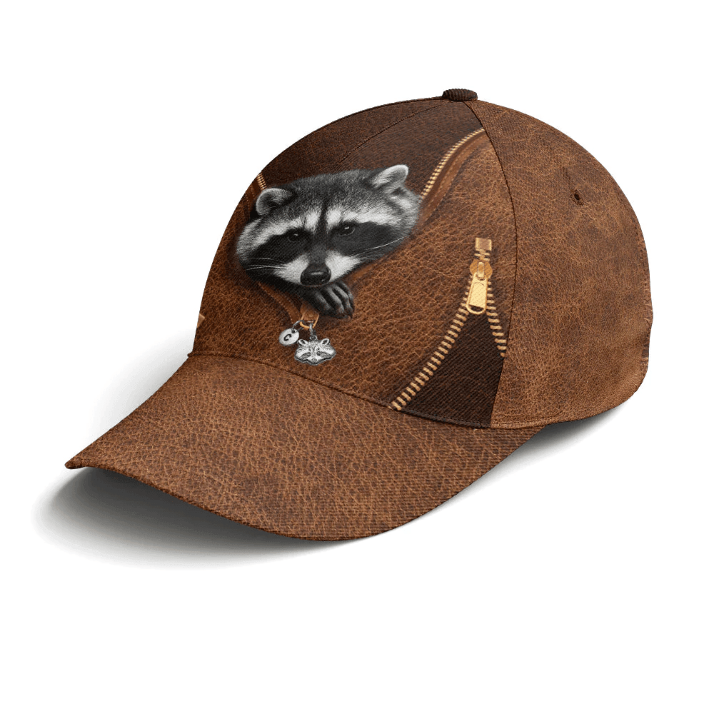 Adeenyc Lovely Funny Racoon Leather Style Baseball Cap Trucker Hats Custom Hats Gifts For Men & Women