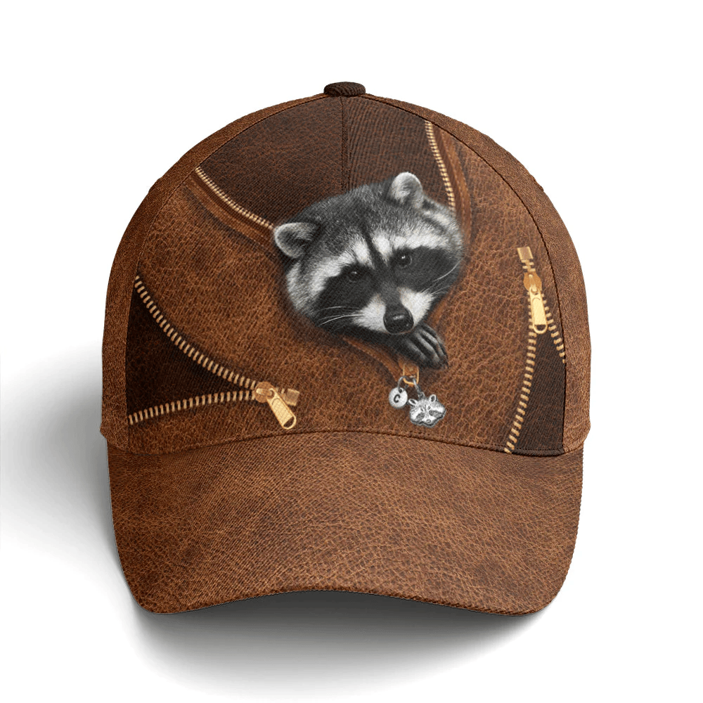 Adeenyc Lovely Funny Racoon Leather Style Baseball Cap Trucker Hats Custom Hats Gifts For Men & Women